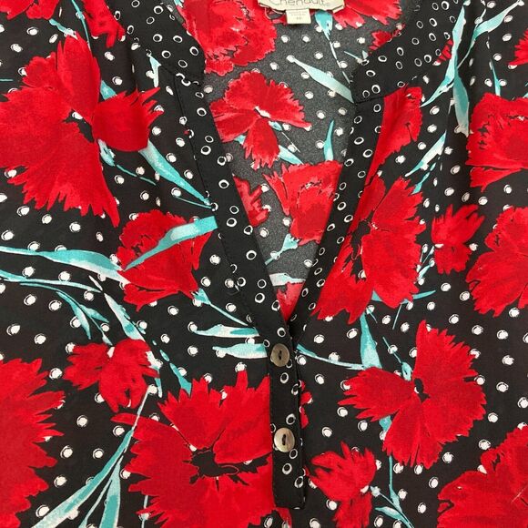Chenault Women's Pullover V-Neck Top Size M Floral Bell Sleeves - Picture 3 of 8